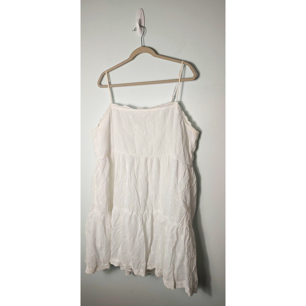 American Eagle White Eyelet Tiered Babydoll Mini Dress Coquette Boho CamisoleXXL - Picture 1 of 4
